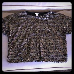 NEW H&M Short Sleeved Sequined Top